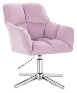 HR550CROSS Halványlila modern velúr szék krómozott lábbal
