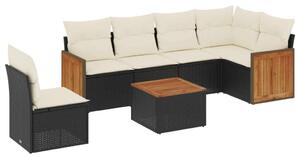 VidaXL Polyrattan Kerti Ülőgarnitúra - 7 részes - Fekete