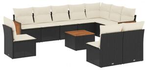 VidaXL Polyrattan Kerti Ülőgarnitúra - 11 részes - Fekete