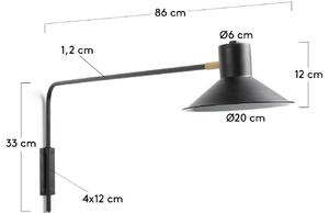 Fekete fém fali lámpa Kave Home Aria 86 cm