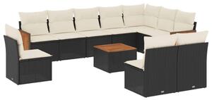 VidaXL Polyrattan Kerti Ülőgarnitúra - 11 részes - Fekete