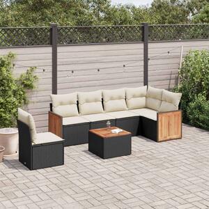 VidaXL Polyrattan Kerti Ülőgarnitúra - 7 részes - Fekete