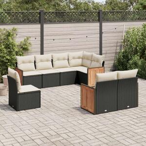 VidaXL Polyrattan Kerti Ülőgarnitúra - 8 részes - Fekete