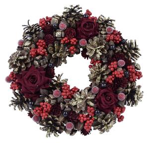 Pine karácsonyi természetes koszorú rózsákkal, ø 28 cm - Ego Dekor