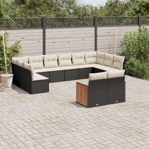 VidaXL Polyrattan Kerti Ülőgarnitúra - 12 részes - Fekete