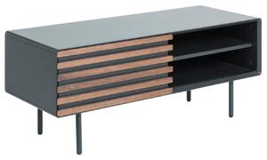 Fekete lakkozott TV asztal Kave Home Kesia 120 x 45 cm dió dekorral