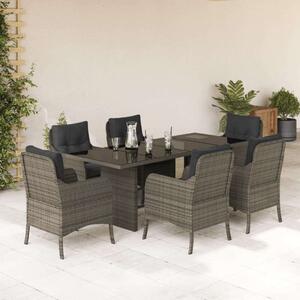 Polyrattan Kerti Étkezőgarnitúra - 7 részes - Szürke