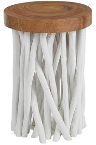Barna mungur oldalasztal Kave Home Drom 35 cm fehér alappal