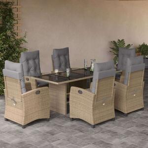 Polyrattan Kerti Étkezőgarnitúra - 7 részes - Bézs