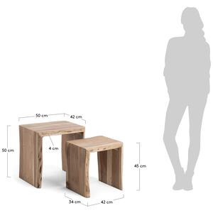 Két akác oldalsó asztalkészlet Kave Home Zuleika 42/50 x 34/42 cm