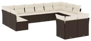 Polyrattan Kerti Ülőgarnitúra - 12 részes - Barna