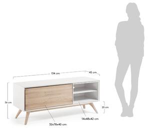 Fehérre lakkozott TV-asztal Kave Home Eunice 134 x 45 cm