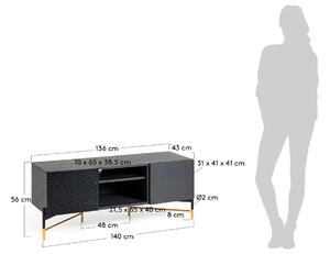 Fekete hamvas TV állvány Kave Home Milian 140 x 43 cm