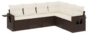 VidaXL 6 részes barna polyrattan kerti ülőgarnitúra párnával
