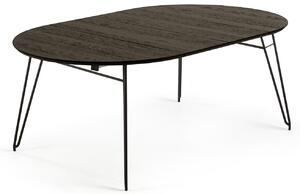 Fekete kőris összecsukható asztal Kave Home Milian 120-200x120 cm