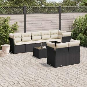 VidaXL Polyrattan Kerti Ülőgarnitúra - 9 részes - Fekete