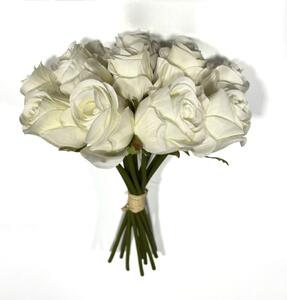 Művirág rózsa csokor, 25 cm - Fehér