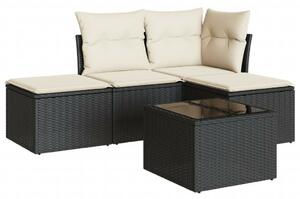 VidaXL 5 részes Kerti Kanapé szett - Fekete Polyrattan