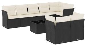 VidaXL Polyrattan Kerti Ülőgarnitúra - 9 részes - Fekete