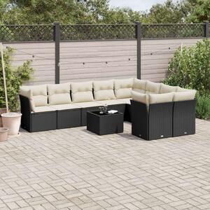 VidaXL Polyrattan Kerti Ülőgarnitúra - 10 részes - Fekete