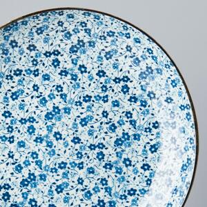 Daisy kék-fehér kerámia tányér, ø 23 cm - MIJ