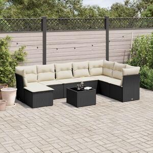 VidaXL Polyrattan Kerti Ülőgarnitúra - 9 részes - Fekete