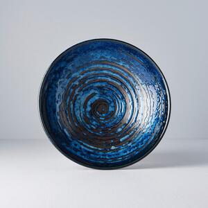 Copper Swirl kék kerámia szervírozó tál, ø 25 cm - MIJ