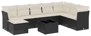 VidaXL Polyrattan Kerti Ülőgarnitúra - 9 részes - Fekete
