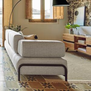 Bézs szövet háromüléses kanapé Kave Home Compo nagy asztallal 252 cm