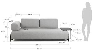 Világosszürke szövet háromüléses kanapé Kave Home Compo nagy asztallal 252 cm