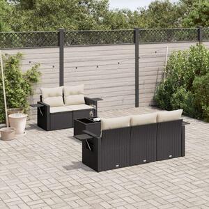 Polyrattan Kerti Ülőgarnitúra - 6 részes - Fekete