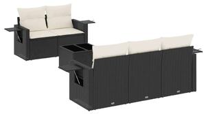 Polyrattan Kerti Ülőgarnitúra - 6 részes - Fekete