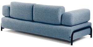 Kék szövet háromüléses kanapé Kave Home Compo párnákkal 232 cm