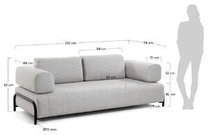 Bézs szövet háromüléses kanapé Kave Home Compo párnákkal 232 cm