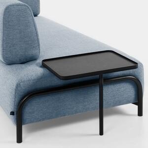 Kék szövet háromüléses kanapé Kave Home Compo nagy asztallal 252 cm