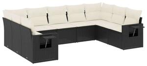 VidaXL Polyrattan Kerti Ülőgarnitúra - 9 részes - Fekete