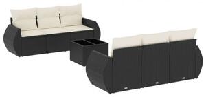 VidaXL Polyrattan Kerti Ülőgarnitúra - 7 részes - Fekete