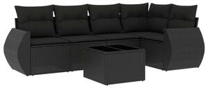 Polyrattan Kerti Ülőgarnitúra - 6 részes - Fekete