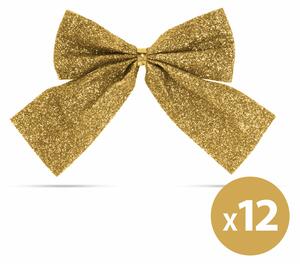 Karácsonyi dísz - glitteres masni szett - arany - 12 db / csomag