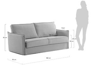 Szürke szövet kétszemélyes kanapéágy Kave Home Samsa 182 cm