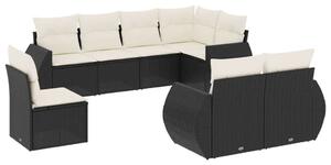 Polyrattan Kerti Ülőgarnitúra - 8 részes - Fekete