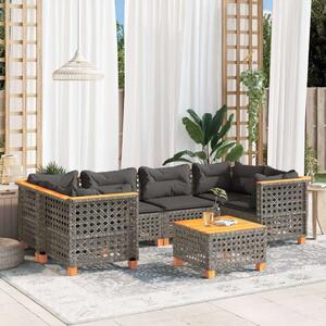 VidaXL Polyrattan Kerti Ülőgarnitúra - 7 részes - Szürke