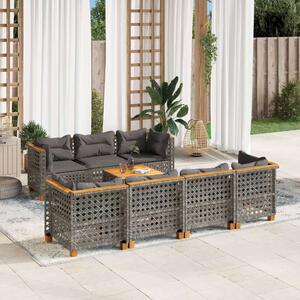 Polyrattan Kerti Ülőgarnitúra - 8 részes - Szürke
