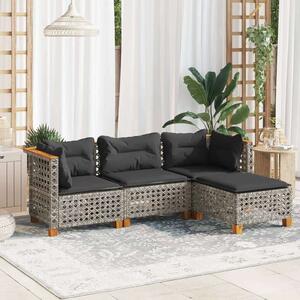 VidaXL Polyrattan Kerti Ülőgarnitúra - 4 részes - Szürke