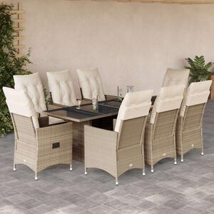 VidaXL Polyrattan Kerti Étkezőgarnitúra - 9 részes - Bézs