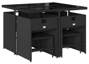 VidaXL - 9 részes Kerti Étkezőgarnitúra - Polyrattan - Fekete