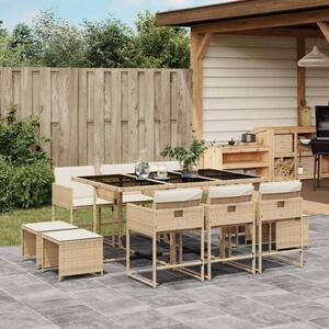 VidaXL Polyrattan Kerti Étkezőgarnitúra - 11 részes - Bézs