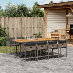 VidaXL Polyrattan Kerti Étkezőgarnitúra - 9 részes - Szürke