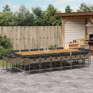 VidaXL Polyrattan Kerti Étkezőgarnitúra - 17 részes - Szürke