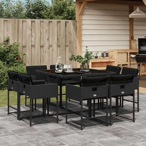VidaXL - 9 részes Kerti Étkezőgarnitúra - Polyrattan - Fekete